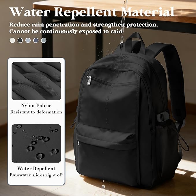 Simple Black School Backpack For Women,Lightweight College Backpack,High School Bag For Teens Boys Girls,Casual daypack Small Travel Backpacks Men Bookbag