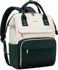 LOVEVOOK Mini Backpack for Women, Cute Small Backpacks Purse, Fashion Bag for Travel Work Gift, College Bookbag for School, Lightweight Daypack, White-Green