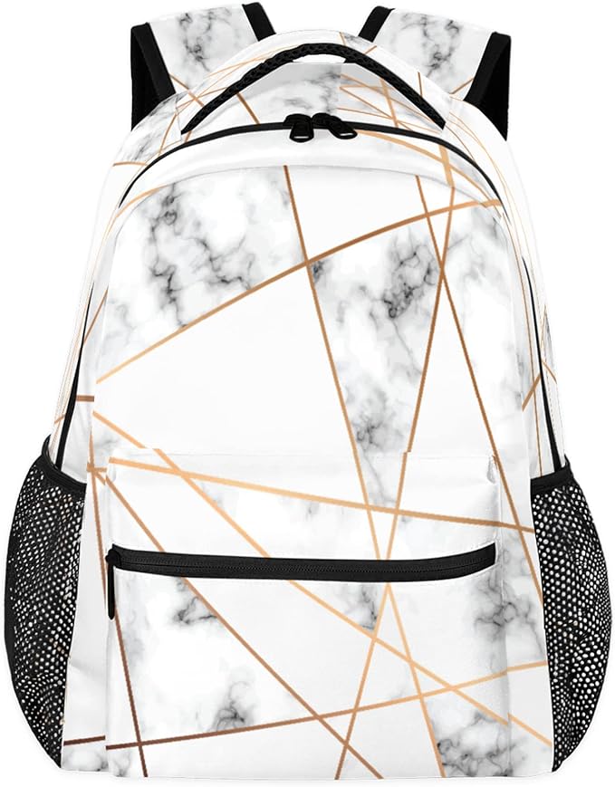 Pardick Backpacks Boys Girls, Abstract Marble Stone Geometric Lightweight School Backpack Laptop College Bookbag, Travel Casual Daypack, Hiking Camping Computer Rucksack