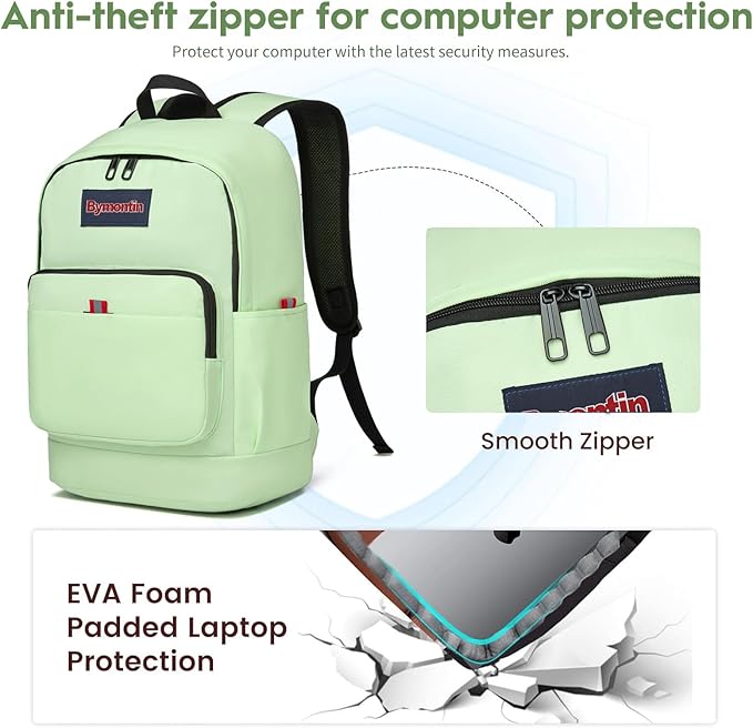 Classic Casual Backpack, Lightweight Daypack with 10 Pockets, Laptop Compartment, EVA Foam Pad (Yellowish green)