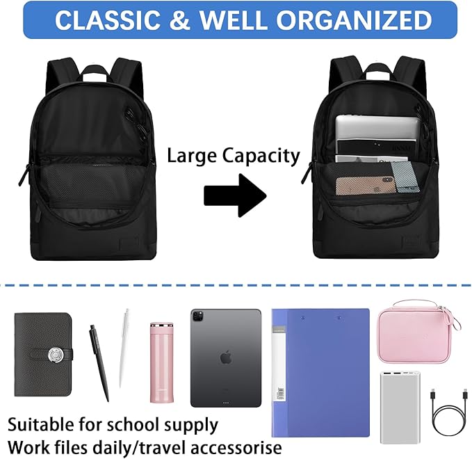Goloni Backpack for Men Women, Anti-Theft Travel Laptop Backpack, Water Resistant 17.3 Inch USB Charging Backpack, Large Capacity Work Commute Bag