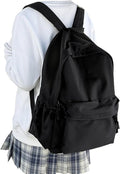 Classic Basic Black Backpack For Women,Waterproof High School Bookbag,Lightweight Casual Travel Daypack,College Backpack Men,Middle School Bag For Girls Boys