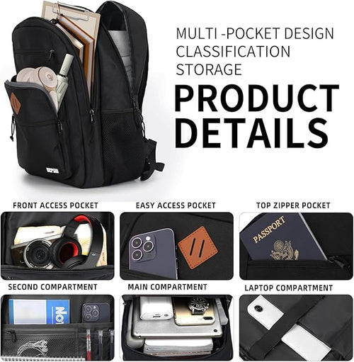 Classic Backpack for Men Women, School Backpack for Girls Boy Teens,17.3 Inch Laptop Bookbag with Reinforced Straps for College High School Work Business Computer Book Bag,mochilas para hombres,Black