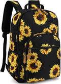 Leaper Laptop Backpack for Women: Cute Girls Sunflower Bookbag for School College Travel Work - Lightweight Book Bag Floral for Kids Teen - Aesthetic Back Pack Stylish Hiking Daypack for Teacher Black