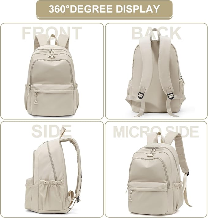 Casual Laptop Backpack for Women Men College Bookbag Waterproof Lightweight School Bag 15.6inch Laptop Daypack Large Capacity School Backpack for Teens Boys Girls (khaki)