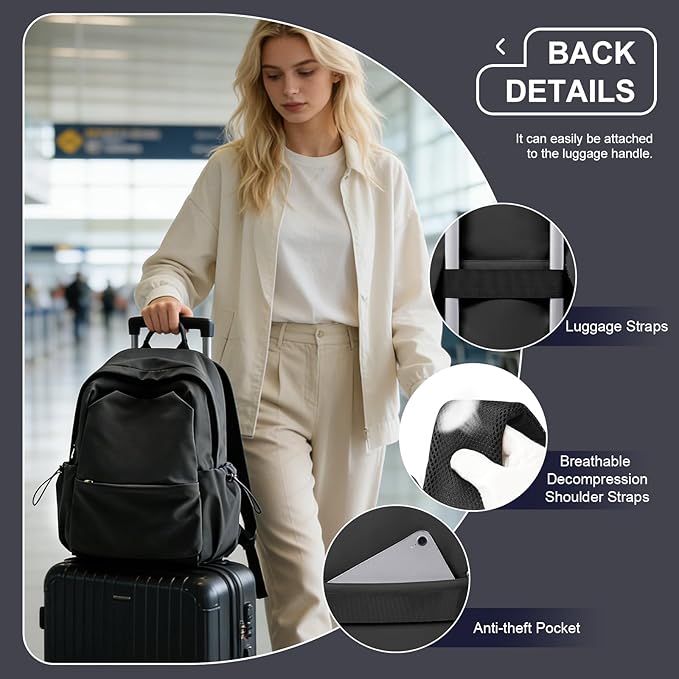 coofay Black Backpack For Women Small Backpacks For School Bag School Backpack For College Bookbag For Women Waterproof Gym Backpack For Men Book Bags