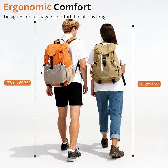 Drawstring Backpack for Teen Girls Boys, Work College Travel 17 Inch Laptop Backpack, Cute Back to School Bookbag, Casual Daypack for Middle High School University Daily Use Gym