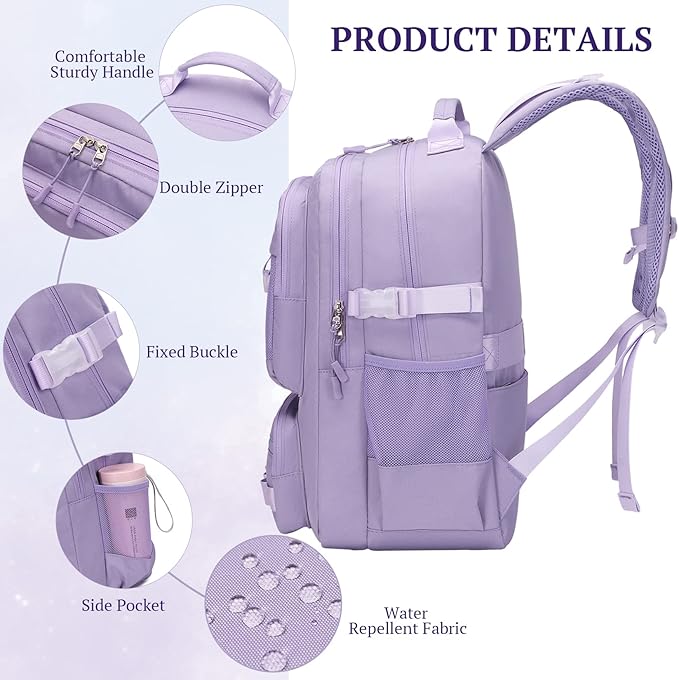 Lanola multi-function Hiking Travel Backpack For Teens Anti-Theft School College Students Bookbag For Women & Girls - Pink