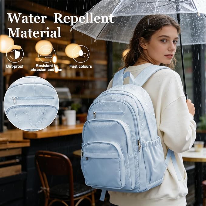 College Backpack For Women Men,Lightweight High School Bag,School Backpack With Lots Of Pockets,Cute Bookbag For Teens Boys Girls,Casual Daypack Backpack For School(Blue)