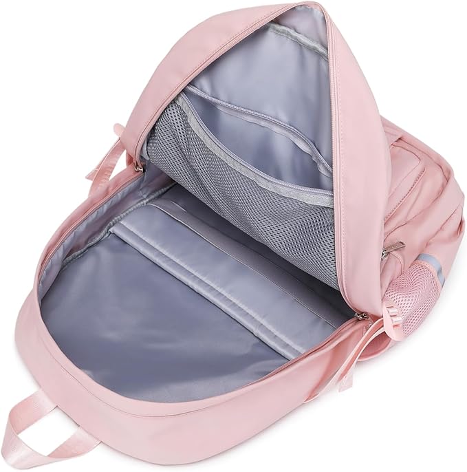 School Backpack for Girls & Women, Bookbag for Middle School & College, Large Travel Daypack for Laptop (Pink)