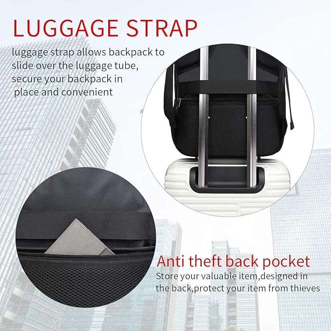 Monsdle Travel Laptop Backpack Anti Theft Backpacks with USB Charging Port, Travel Business Work Bag 15.6 Inch College Computer Bag for Men Women, Black | USB Charging Port, College Computer Bag