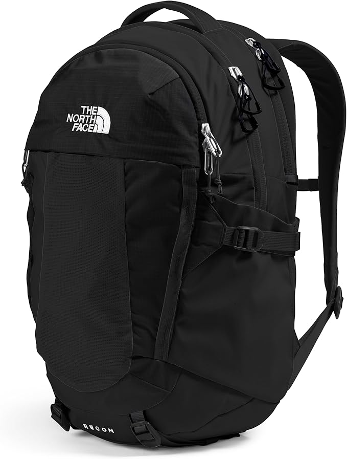 The North Face Women's Recon Everyday Laptop Backpack - Commuter Travel Bag, 18" Laptop Sleeve, Water-Repellent, TNF Black/TNF Black-NPF, One Size