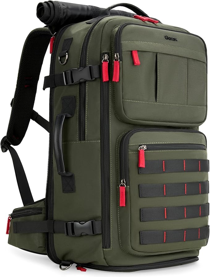 Gonex Travel Backpack, Large Carry-On Nylon Duffle Bag, 3-in-1 Convertible Laptop Bag for Men & Women, Durable for Work & Weekend Travel (Army Green)
