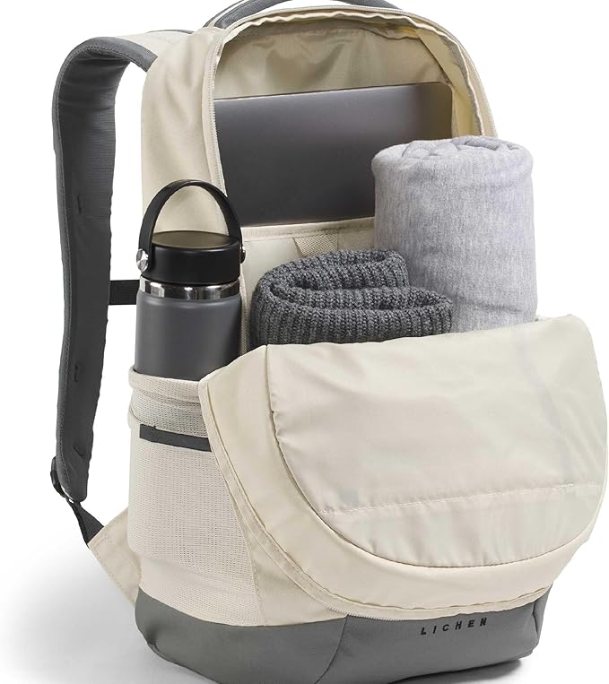 The North Face Lichen Daypack - Everyday Commuter Backpack, Laptop Sleeve, Water Bottle Pockets, Center Front Pouch, Desert Stone/Smoked Pearl/New Taupe Green, One Size
