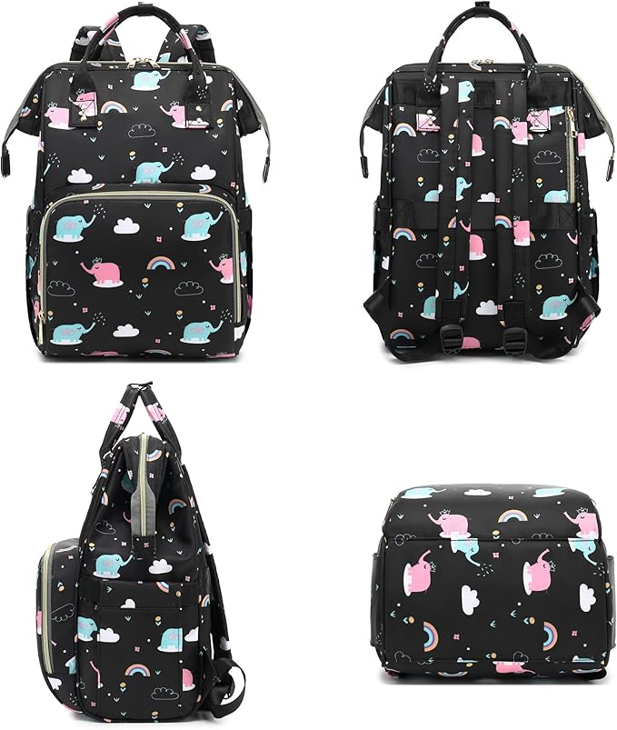Elephant Laptop Backpack for Women Men, 15.6 inch College School Backpack Bookbag for Work/School/Travel/Business (Black)