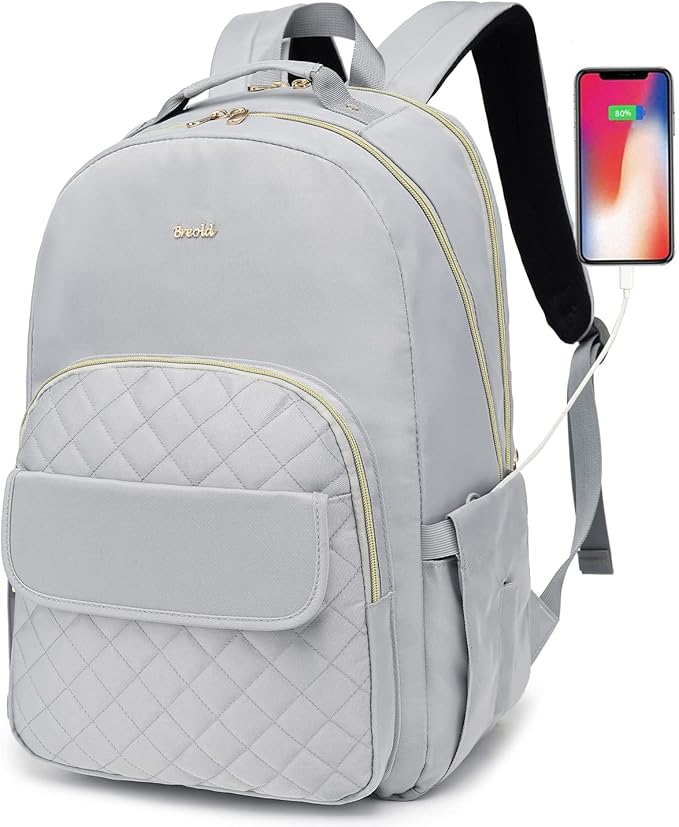 School Backpack Women,15.6 inch Laptop Bookbag with Stylish Stitch Pattern for Teen Girls,College Backpack Nursing Daypack TSA Friendly for Trip Work Business Middle School