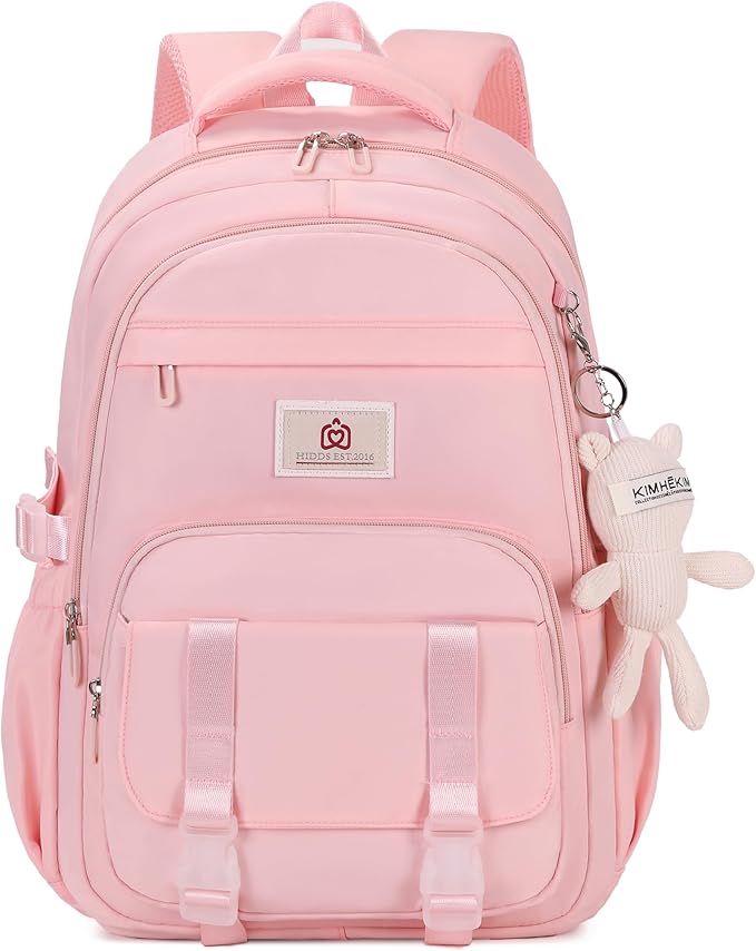 Hidds College Backpack Laptop Backpacks 15.6 Inch for Men Women Elementary Middle High School Book Bag For Teens Girls Boys Student Anti Theft Travel Daypack Large Bookbags-Pink