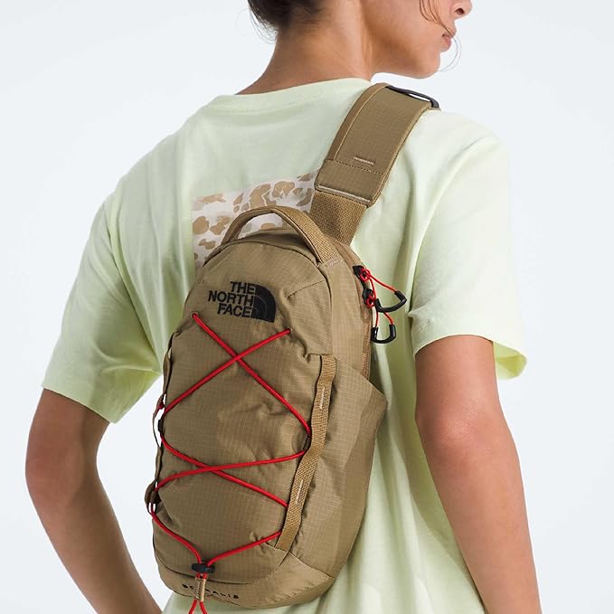 The North Face Borealis Sling Bag - Crossbody Bag, Water Repellent, Adjustable Strap, Multiple Compartments, White Dune/TNF Black, One Size
