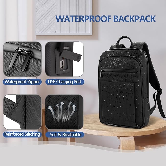 Backpack for Men Women Lightweight Business Laptop Backpack for 15.6 Inch Computer Bag Slim Anti-Theft Backpack for Commuting Work Office College Travel with a Small Bag (Black, 15.6") | Lightweight, Computer Bag, for Commuting, Work, Office, College