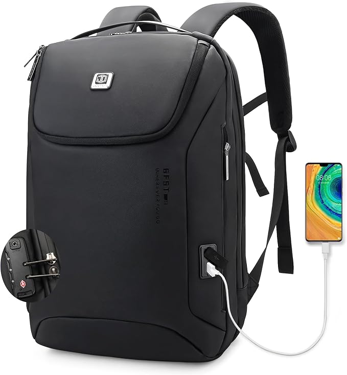 JODEBES Business Smart Backpack Waterproof fit 15.6 Inch Laptop Backpack with USB Charging Port and TSA lock,Travel Durable Backpack - Black