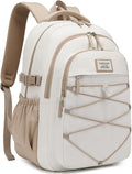 Teen Backpack for Girls, Women Bookbag for College Students Middle High School, Aesthetic Schoolbag Back Pack, White Khaki