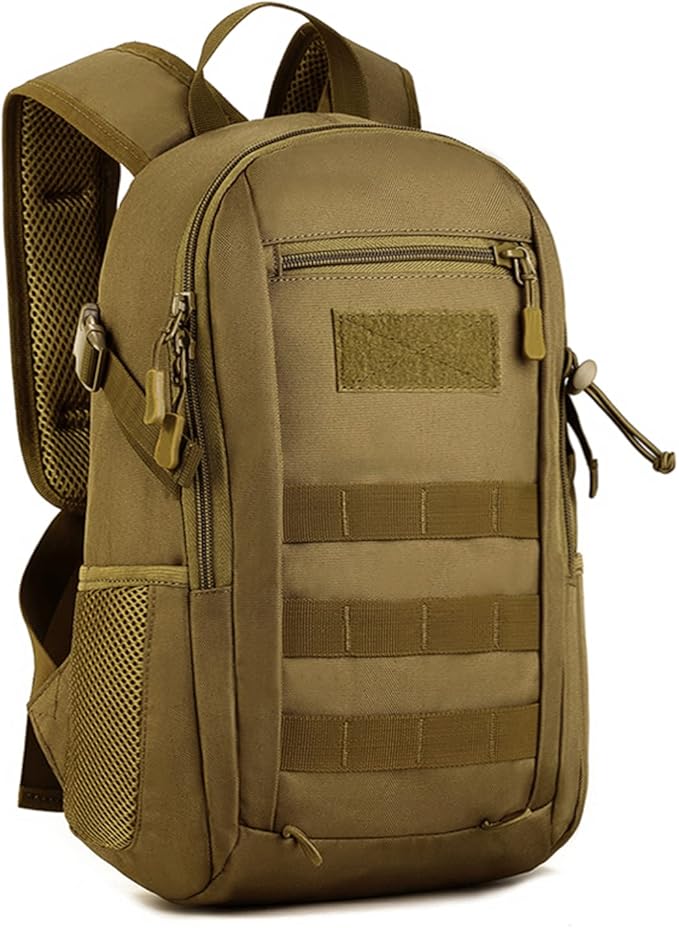 HUNTVP 20L Tactical Backpack Military MOLLE Backpack Daypack Rucksack Gear Tactical Assault Pack Bag for Hunting Camping Trekking (20L-Dark Brown)
