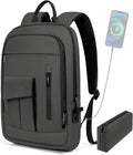 Business Backpack for Men Slim Lightweight Laptop Backpack Water Resistant Small Office Backpack for Commute Travel Daily Office Work with Small Bag (Grey, 15.6")