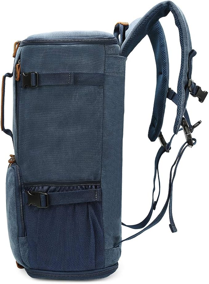 G-FAVOR 40L Travel Backpack, Vintage Canvas Rucksack Convertible Duffel Bag Carry On Backpack Fit for 17.3 Inch Laptop Bag, Blue