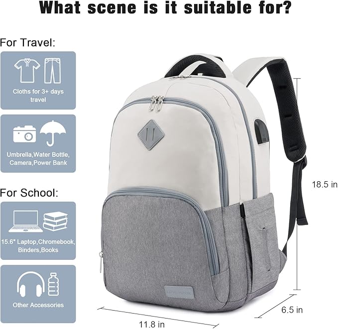 LOVEVOOK School Backpack for Women Men Classic Backpack with 15.6" Laptop Compartment Lightweight Bookbag for College Work High School