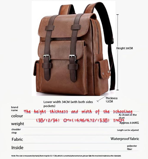 Business Men and Women PU Leather Backpack 15.6inch Laptop Waterproof Backpack Travel Commuter Lightweight schoolbag (Khaki backpack10,Medium)