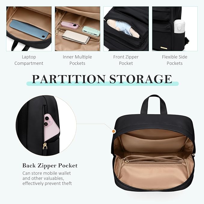 Mini Backpack for Women Lightweight Small Waterproof Backpack Purses Daily Daypack,fit 10.2Inch iPad,Black