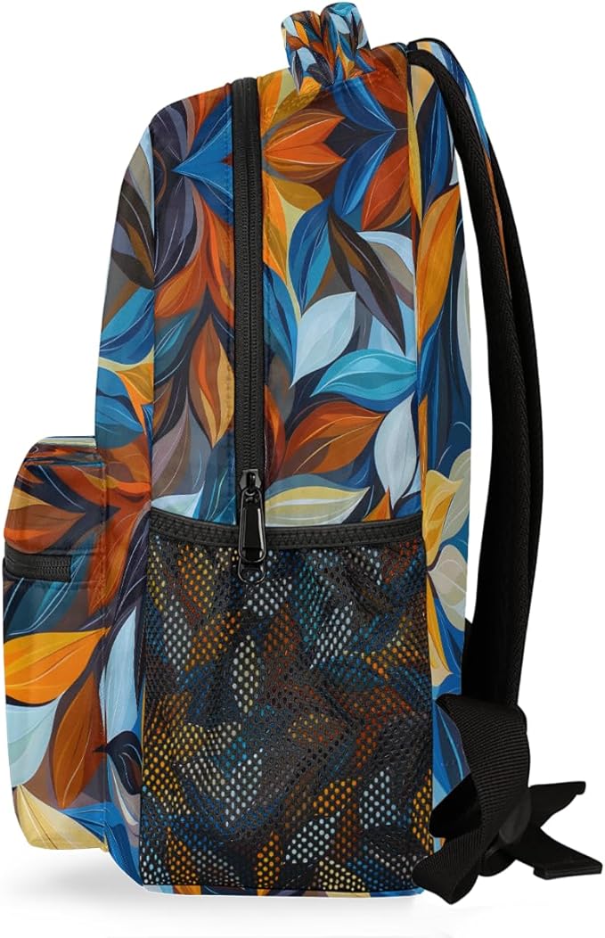 Pardick Abstract Leaves Backpack for Kids Girls Boys Lightweight School College Students 18in Bookbag Large Capacity Computer Backpacks Laptop Rucksack Travel Gym Hiking Camping Daypack