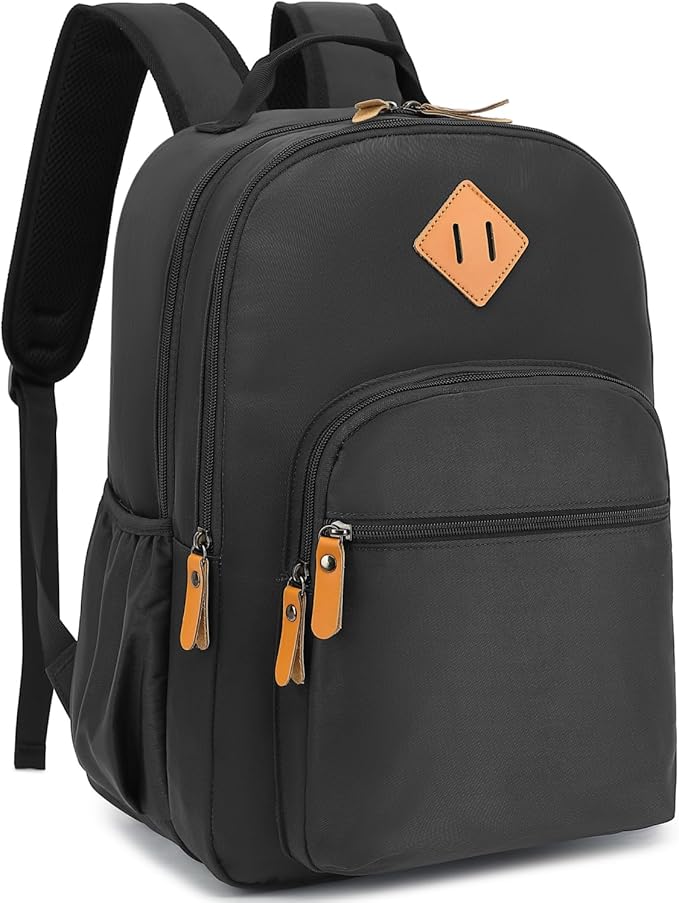 Leaper Travel Backpack for Women Laptop Backpack for Men Water-resistant School Backpack for Girls Kids Boys Back Pack Casual Daypack Satchel Black