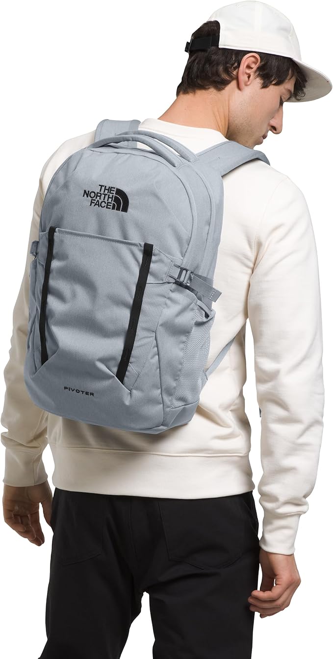 The North Face Pivoter Everyday Laptop Backpack - NPF, Mid Grey Dark Heather/TNF Black-NPF, One Size