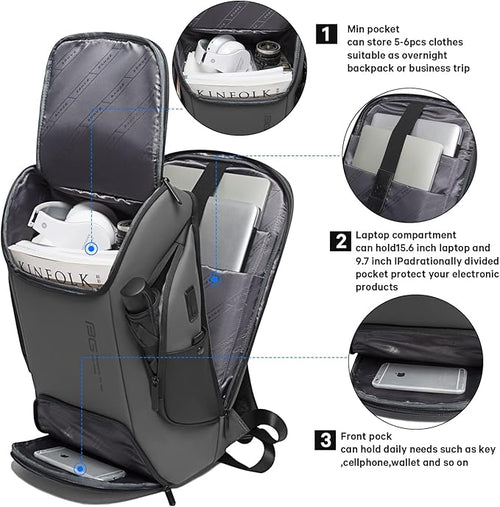 BANGE Business Laptop Smart backpack Can Hold 15.6 Inch Laptop Commute Backpack Carry on bag for men and women (Grey)