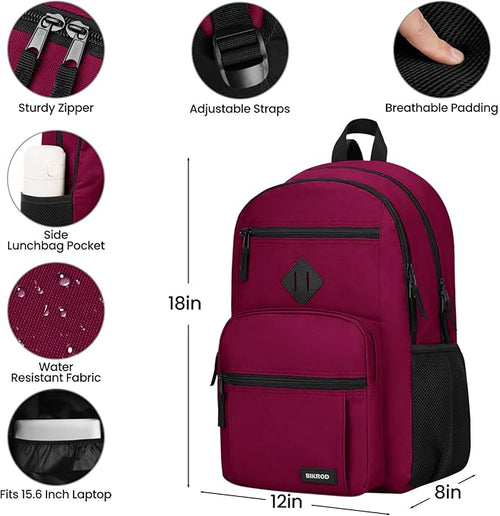 BIKROD Backpack for Girls Women, School Backpack for Teen Boys, Lightweight Casual High School Bookbag, Daily-use Travel Laptop Backpack Fits 15.6 Inch Notebook