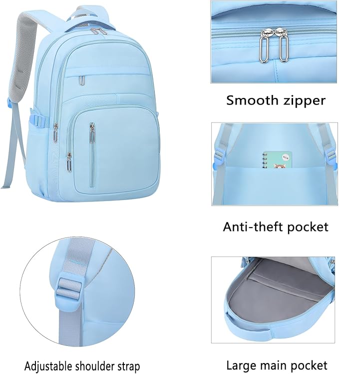 Cute School Backpack for Women Men Casual Travel Laptop Backpack Aesthetic Lightweight College Bookbags for Kids(Blue)