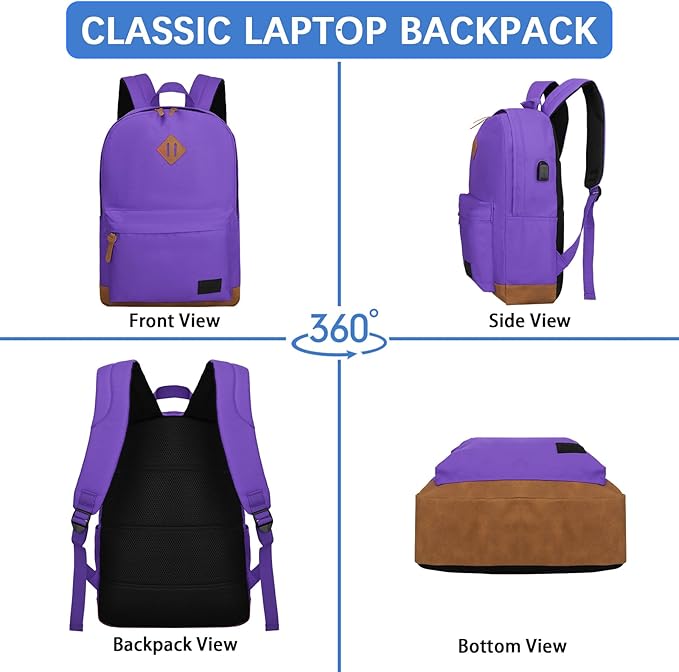 Goloni Backpack for Men Women, Anti-Theft Travel Laptop Backpack, Water Resistant 17.3 Inch USB Charging Backpack, Large Capacity Work Commute Bag