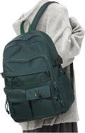 Aesthetic School Backpack for Women Men College Backpack With Lots Of Pockets Waterproof Travel Casual Daypack Cute Bookbag For Teens Girls Boys High School Bag(Green)