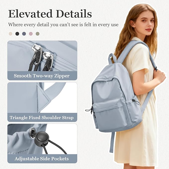Simple School Backpack For Girls Boys,Waterproof Bookbag For Women Men,College Student School Bag,Lightweight Travel Rucksack Casual Daypack,Laptop Backpacks(Blue)