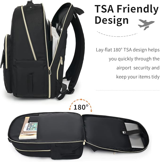 Laptop Backpack for Women Travel Business Backpacks 15.6 inch,College Bookbag Schoolbag for Girls Teacher Backpack Daypack TSA Friendly for School,Black