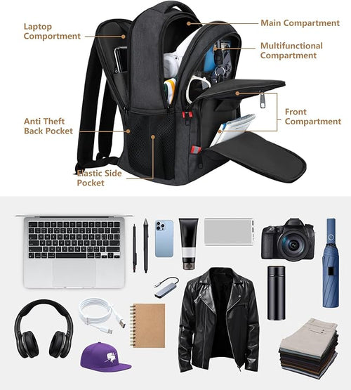 Backpack for Men,School Backpack for boys teens,Travel laptop backpack with Reinforced Straps,Water Resistant business Work college bookbag,book bag Fits 15.6 Inch,Black Back Pack