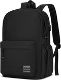 Large Casual Laptop Backpack,School Backpack Large Bookbag with USB for High School College Students Office Business Fits 17.3 Inch Notebook, Black