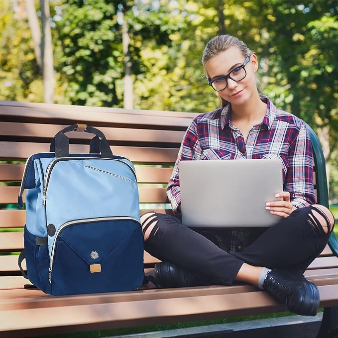 Hap Tim Laptop Backpack 15.6/14/13.3 Inch Laptop Bag Travel Backpack for Women/Men Waterproof School Computer Bag Large Capacity Bookbag for College/Travel/Business (7651EU), Blue
