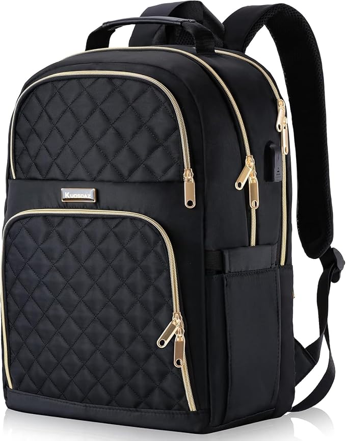 Backpack for Women, Large School Backpack, Girls Bookbag with USB Charging Port, 17.3 Inch Work Travel Laptop Back Pack Purse Casual Daypacks, Black