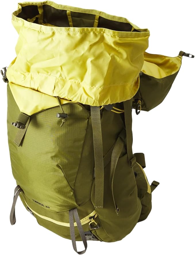 The North Face Teen Terra 50 | Unisex Hiking Backpack, Breathable Back Panel & Shoulder Straps, Bottom Webbing, Bladder Sleeve, Forest Olive/New Taupe Green-NPF, One Size