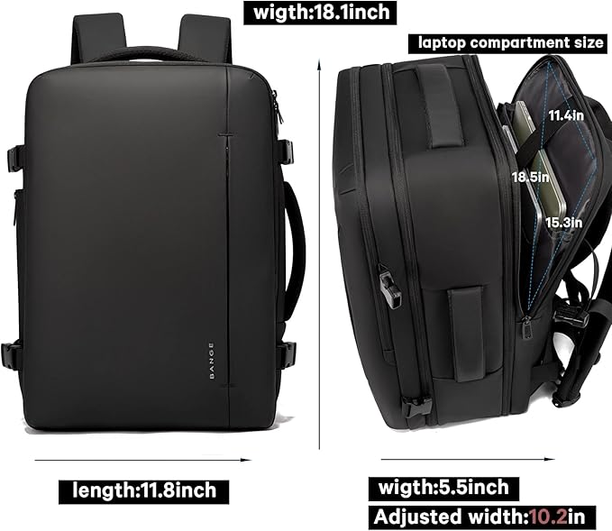 BANGE 35L Men's Expandable Laptop Backpack for 17.3Inch Laptop, Carry On Backpack Fits Under Seat Airline Approved, Personal Item Travel Bag for Men…