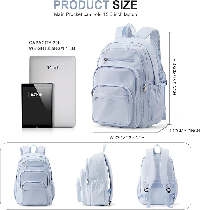 College Backpack For Women Men,Lightweight High School Bag,School Backpack With Lots Of Pockets,Cute Bookbag For Teens Boys Girls,Casual Daypack Backpack For School(Blue)