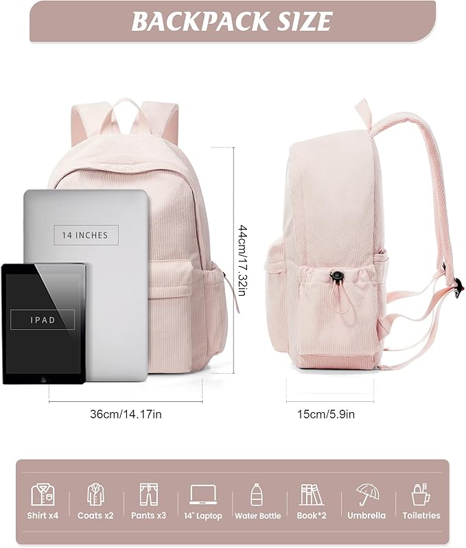 Classic Backpacks For School Teens Girls Boys, Lightweight Casual Daypacks Middle Students Backpck, Cute High School Bookbag, Simple College Backpack for Women Men(Pink)