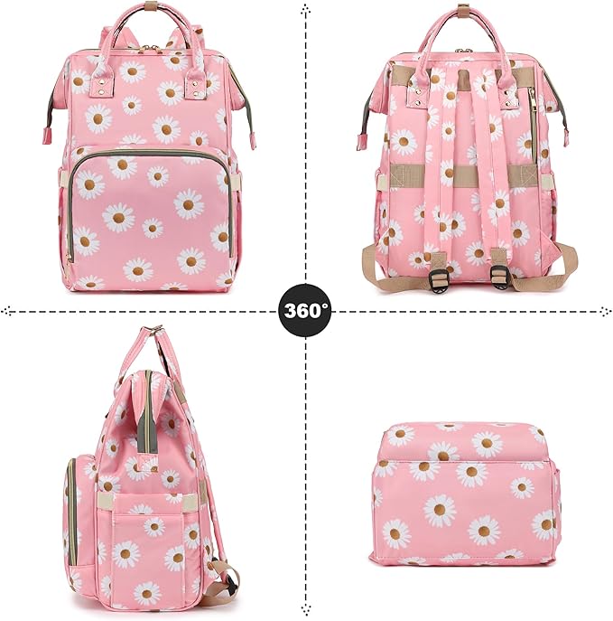 Laptop Backpack for Women Men, 15.6 inch College School Backpack Bookbag for Work/School/Travel/Business (Daisy Pink)